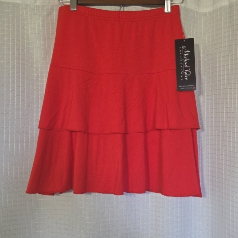 Michael Tyler Collection Knit Tiered Skort Red Size XS NWT